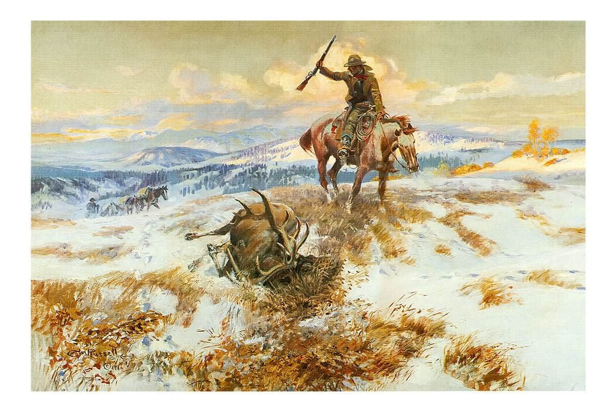 Where Tracks Spell Meat By Charles Marion Russell Fine Art Print Fine Art Print