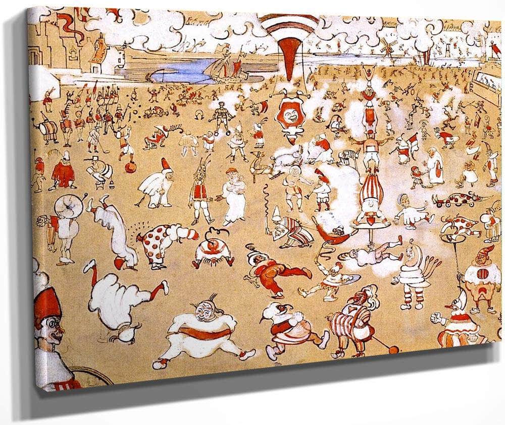 White And Red Clowns Evolving By James Ensor Fine Art Print