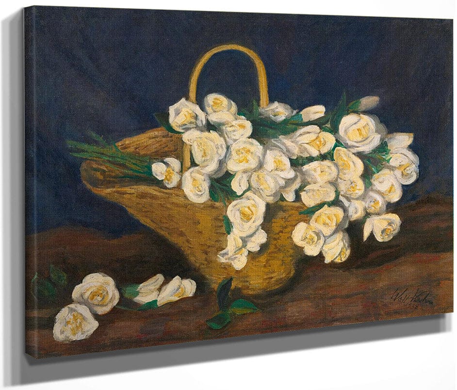 White By Roses By In By Basket By Walt Kuhn Fine Art Print