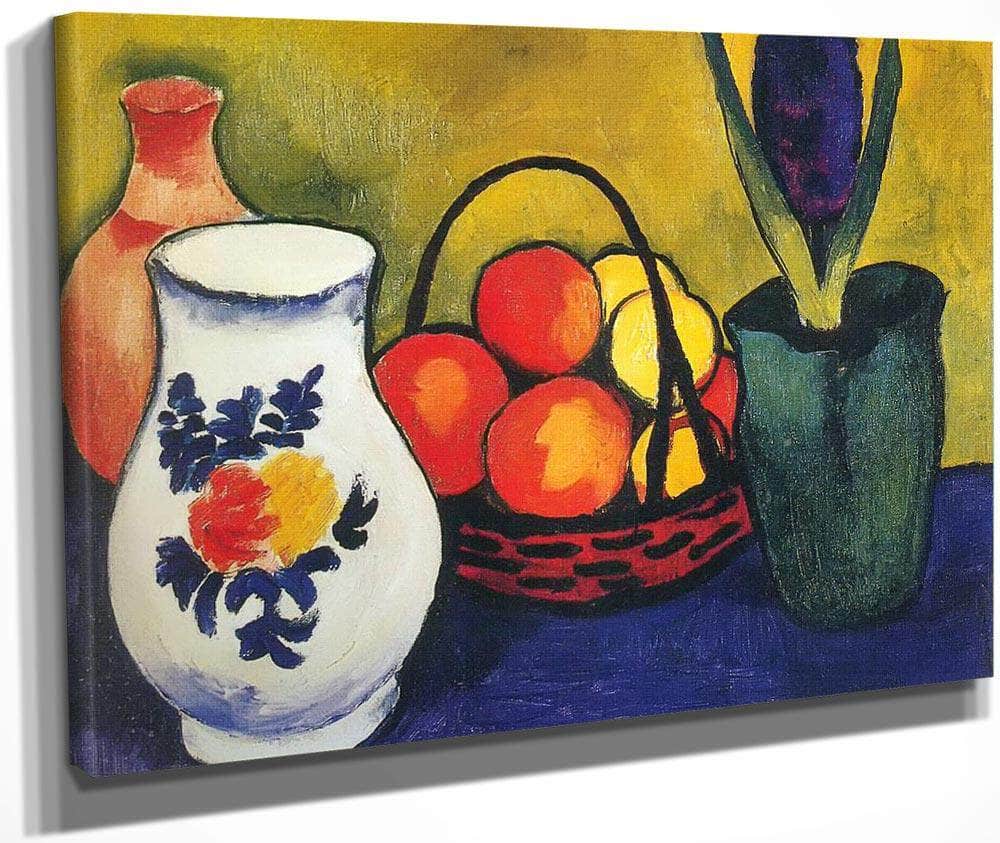 White Pot Flowers And Fruit By August Macke Fine Art Print