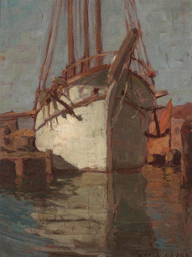 White Sailboat; Sails Descending At Chioggia (Double Sided) By Edgar Payne Fine Art Print