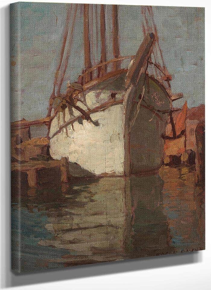 White Sailboat; Sails Descending At Chioggia (Double Sided) By Edgar Payne Fine Art Print