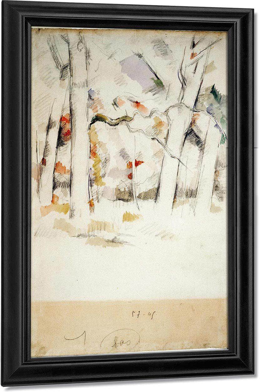 White Tree Trunks By Cezanne Paul Fine Art Print