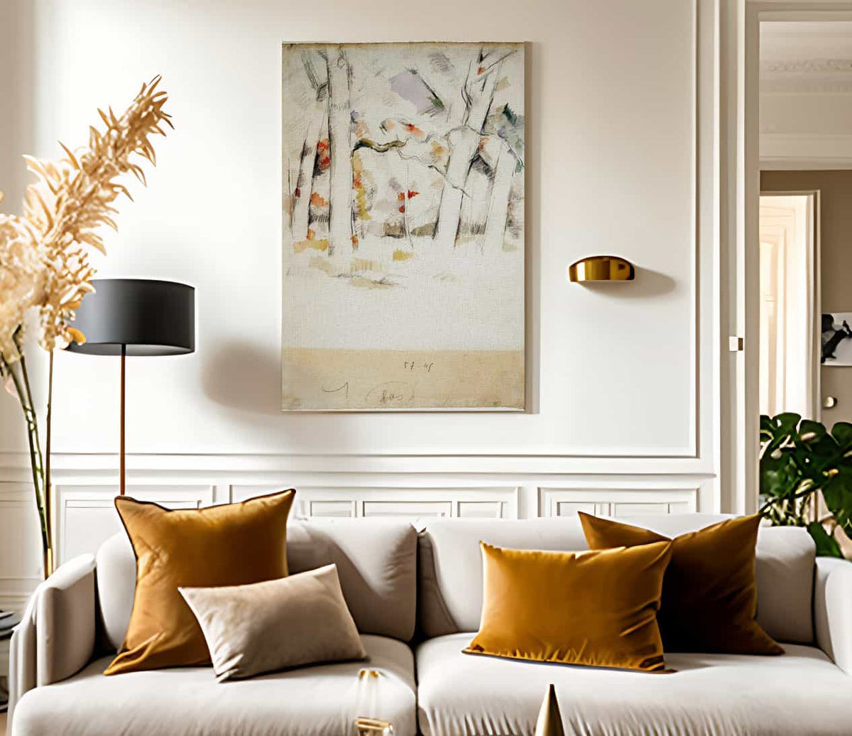 White Tree Trunks By Cezanne Paul Fine Art Print