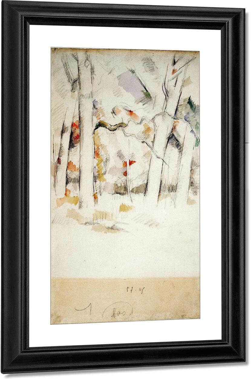 White Tree Trunks By Cezanne Paul Fine Art Print