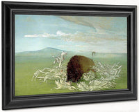 White Wolves Attacking A Buffalo Bull By George Catlin Fine Art Print