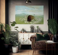 White Wolves Attacking A Buffalo Bull By George Catlin Fine Art Print