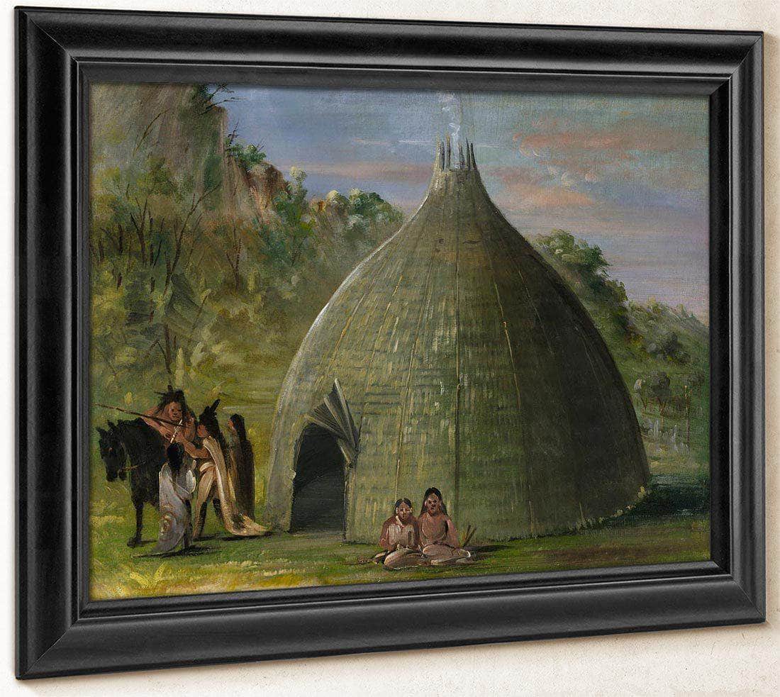 Wichita Lodge, Thatched With Prairie Grass By George Catlin Fine Art Print