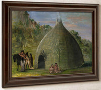Wichita Lodge, Thatched With Prairie Grass By George Catlin Fine Art Print