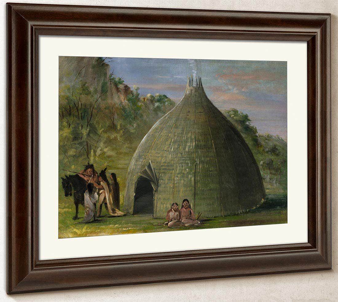 Wichita Lodge, Thatched With Prairie Grass By George Catlin Fine Art Print