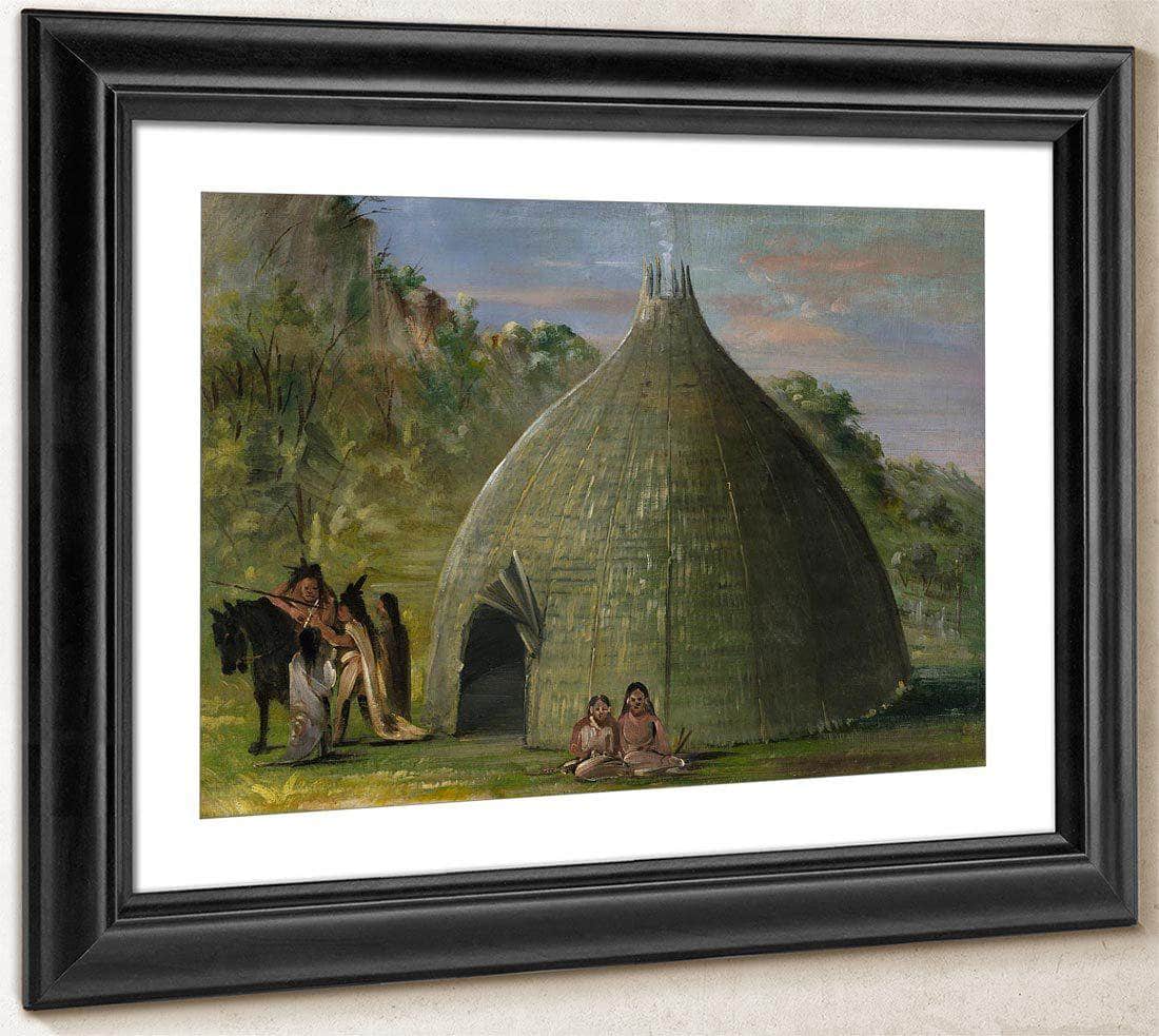 Wichita Lodge, Thatched With Prairie Grass By George Catlin Fine Art Print