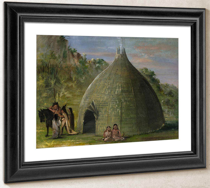 Wichita Lodge, Thatched With Prairie Grass By George Catlin Fine Art Print