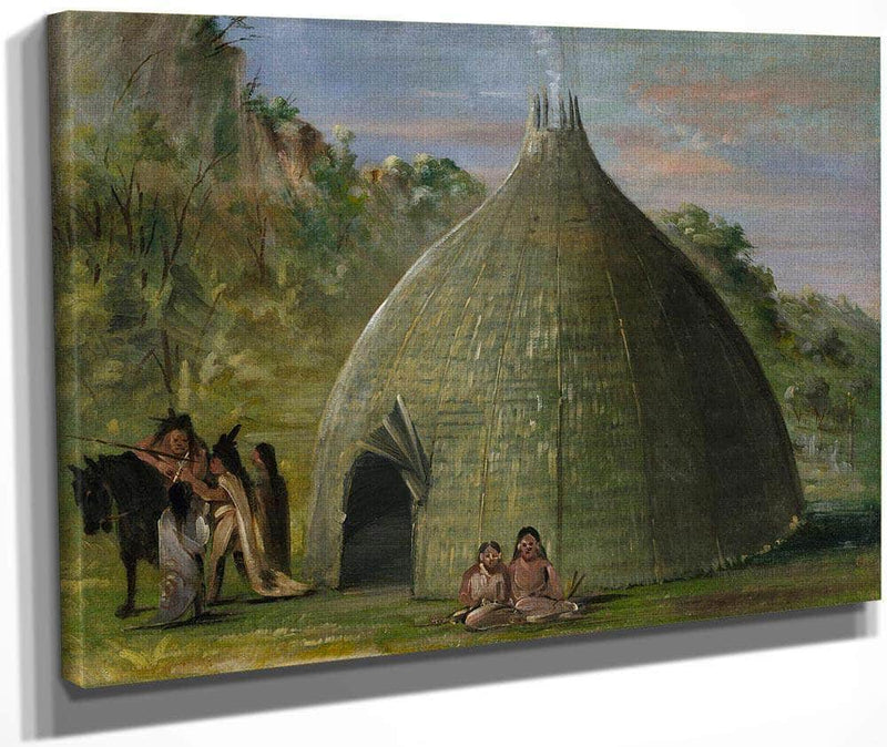 Wichita Lodge, Thatched With Prairie Grass By George Catlin Fine Art Print