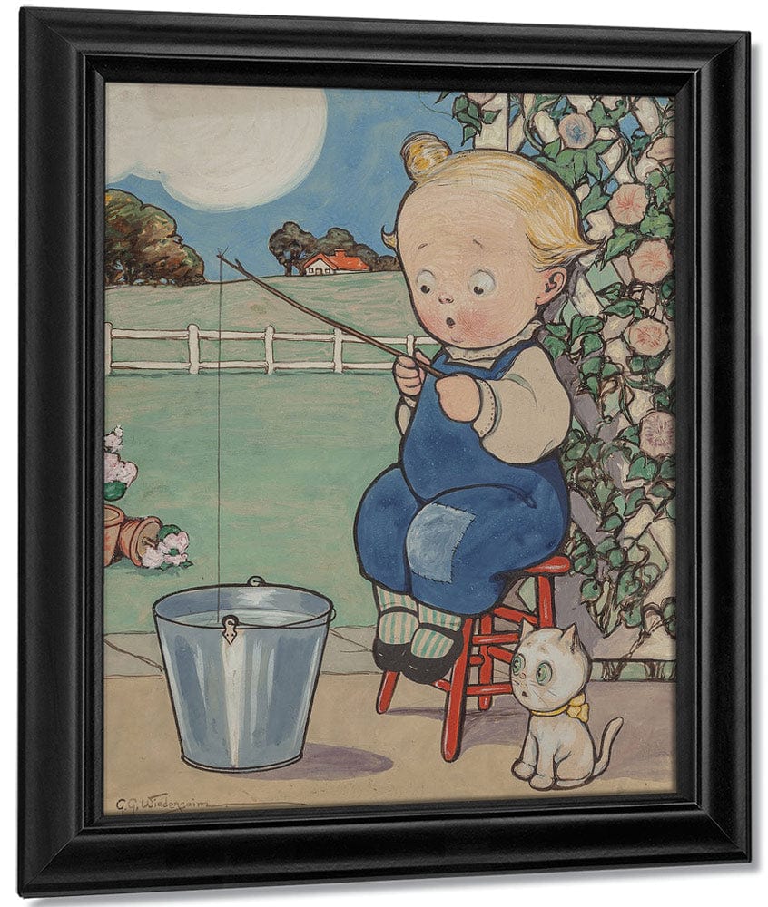 Wiederseim Boy Fishing In Pail By Grace G Drayton Fine Art Print