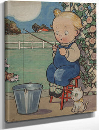 Wiederseim Boy Fishing In Pail By Grace G Drayton Fine Art Print