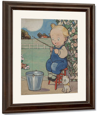 Wiederseim Boy Fishing In Pail By Grace G Drayton Fine Art Print