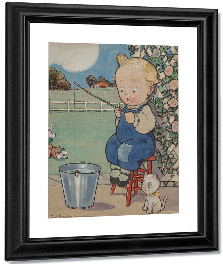 Wiederseim Boy Fishing In Pail By Grace G Drayton Fine Art Print