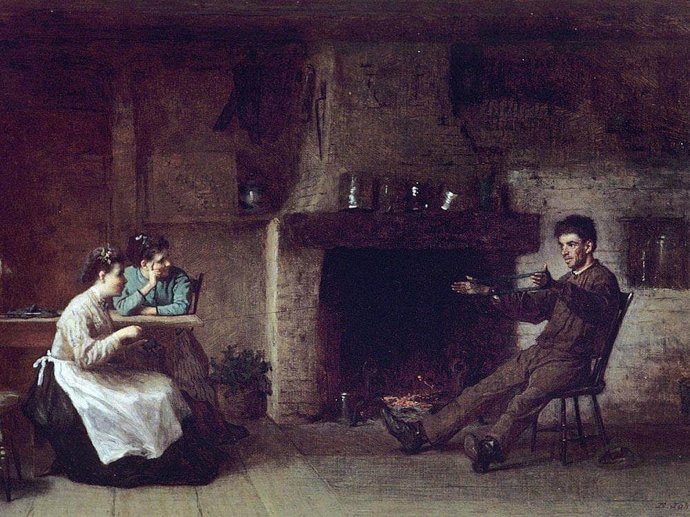 Winding Yarn (Interior Of A Nantucket Kitchen) By Eastman Johnson Fine Art Print
