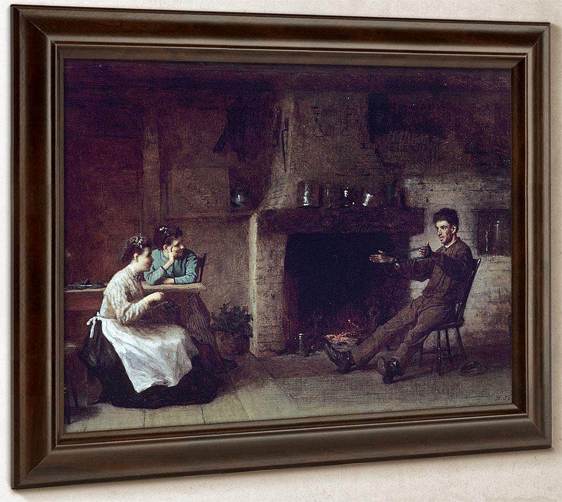 Winding Yarn (Interior Of A Nantucket Kitchen) By Eastman Johnson Fine Art Print