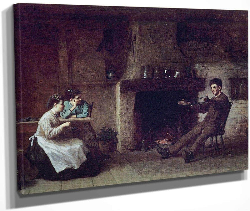 Winding Yarn (Interior Of A Nantucket Kitchen) By Eastman Johnson Fine Art Print