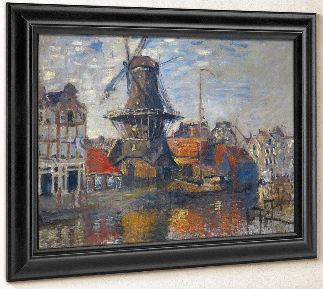 Windmill On Onbekende Canal Amsterdam By Monet Claude Fine Art Print