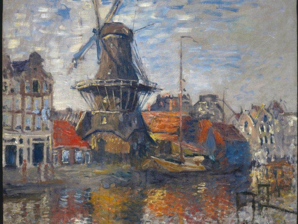 Windmill On Onbekende Canal Amsterdam By Monet Claude Fine Art Print