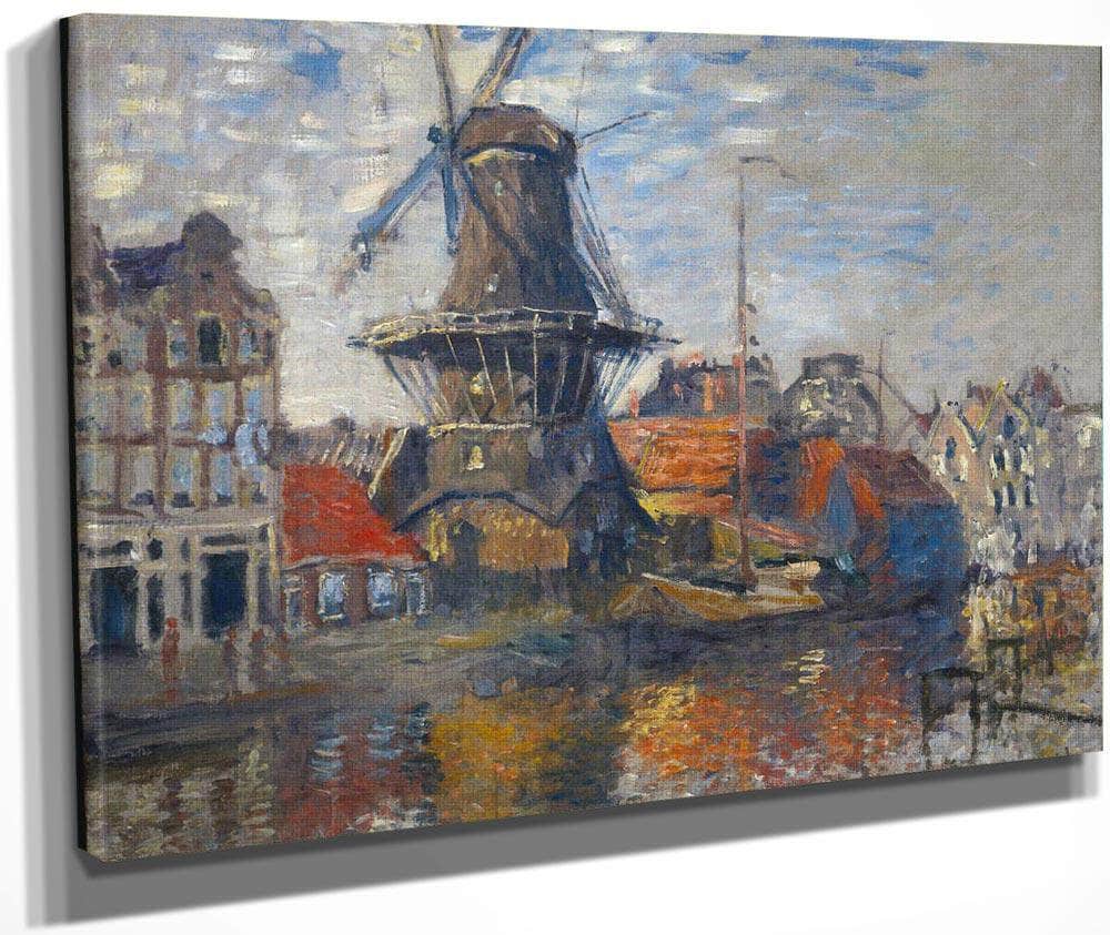 Windmill On Onbekende Canal Amsterdam By Monet Claude Fine Art Print