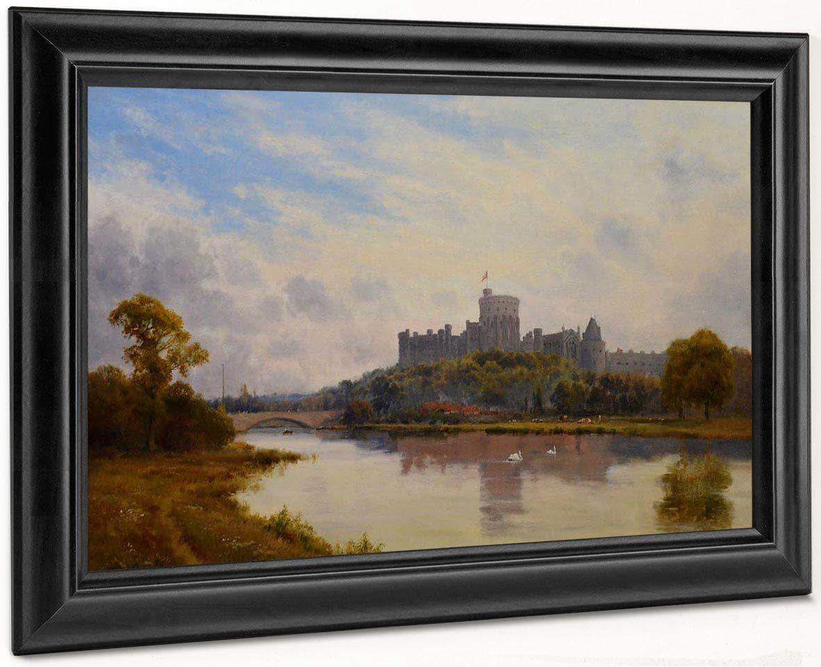 Windsor Castle From The Thames 19Th Century English Victorian Landscape By Alfred De Breanski Fine Art Print