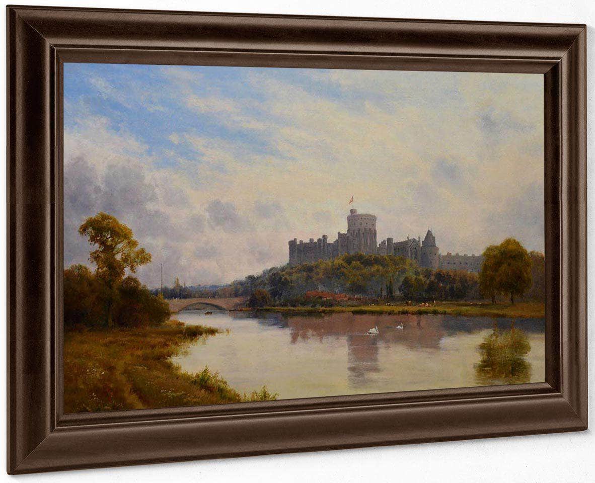 Windsor Castle From The Thames 19Th Century English Victorian Landscape By Alfred De Breanski Fine Art Print