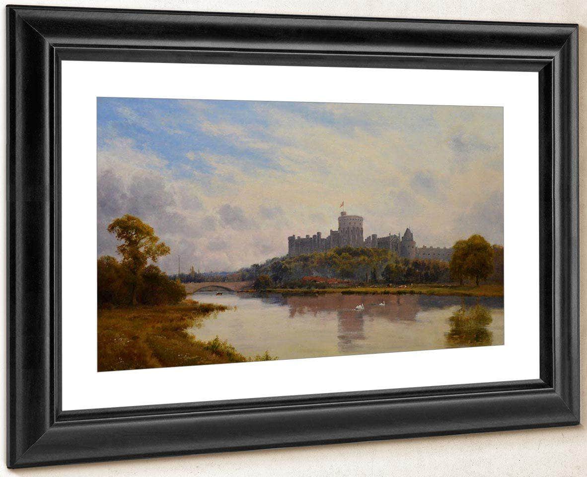Windsor Castle From The Thames 19Th Century English Victorian Landscape By Alfred De Breanski Fine Art Print
