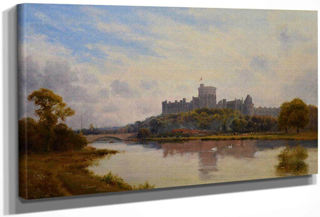 Windsor Castle From The Thames 19Th Century English Victorian Landscape By Alfred De Breanski Fine Art Print