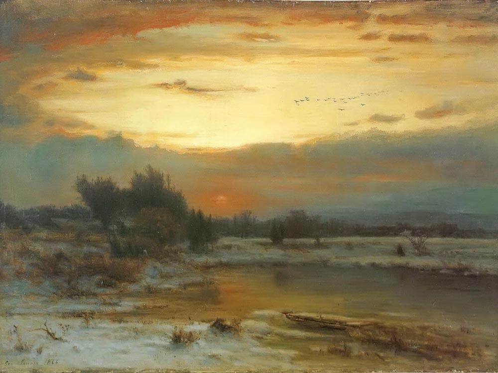 Winter Close Of Day A Winter Sky By George Inness Fine Art Print