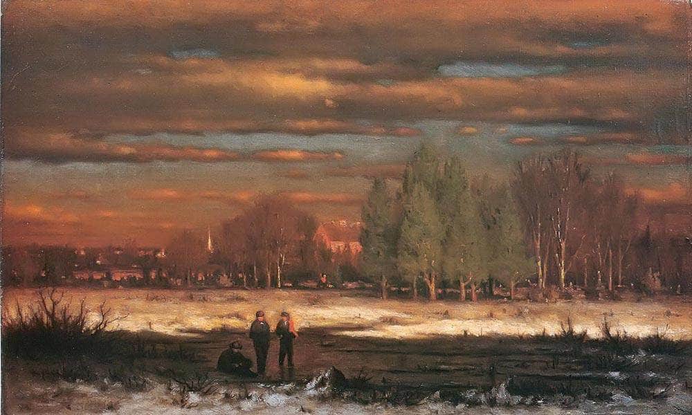 Winter Evening Medfield By George Inness Fine Art Print