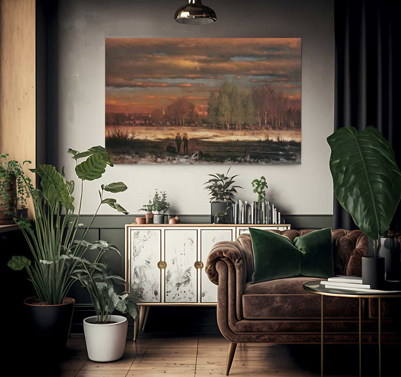 Winter Evening Medfield By George Inness Fine Art Print