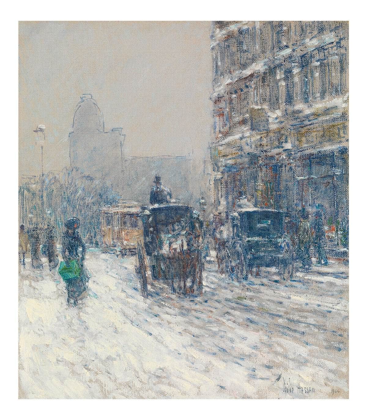 Winter, New York (Winter Morning On Broadway) By Childe Hassam Fine Art Print Fine Art Print