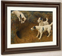 Wire Fox Terriers By A Badger Set By Arthur Wardle Fine Art Print