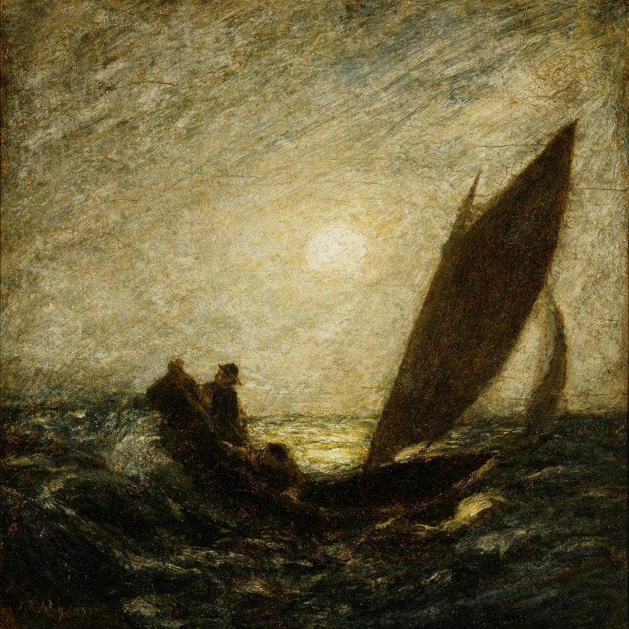 With Sloping Mast And Dipping Prow By Albert Pinkhamryder Fine Art Print