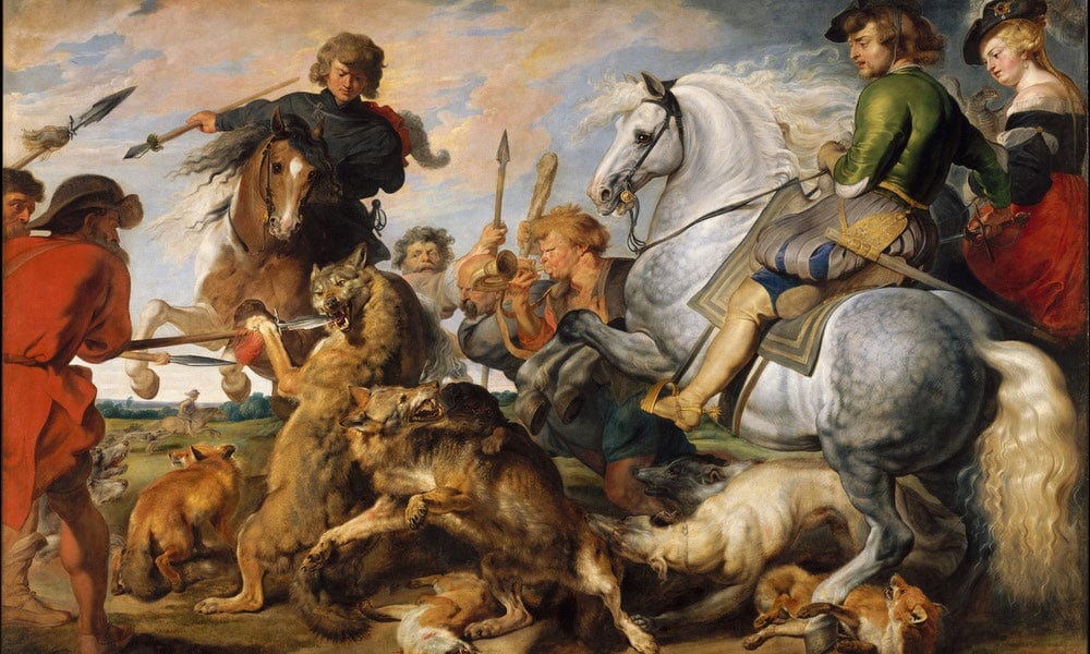 Wolf And Fox Hunt By Peter Paul Rubens Fine Art Print