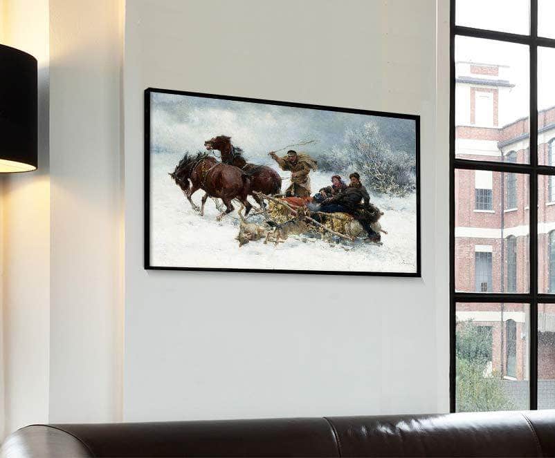 Wolves Attacking The Sleigh Painting Alfred Kowalski Canvas Art Fine Art Print