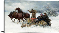 Wolves Attacking The Sleigh Painting Alfred Kowalski Canvas Art Fine Art Print