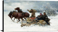 Wolves Attacking The Sleigh Painting Alfred Kowalski Canvas Art Fine Art Print