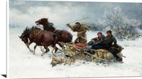 Wolves Attacking The Sleigh Painting Alfred Kowalski Canvas Art Fine Art Print
