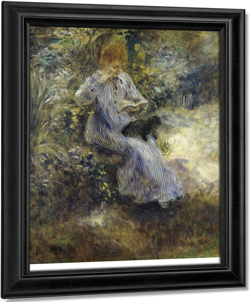 Woman And Black Dog By Pierre Auguste Renoir Fine Art Print
