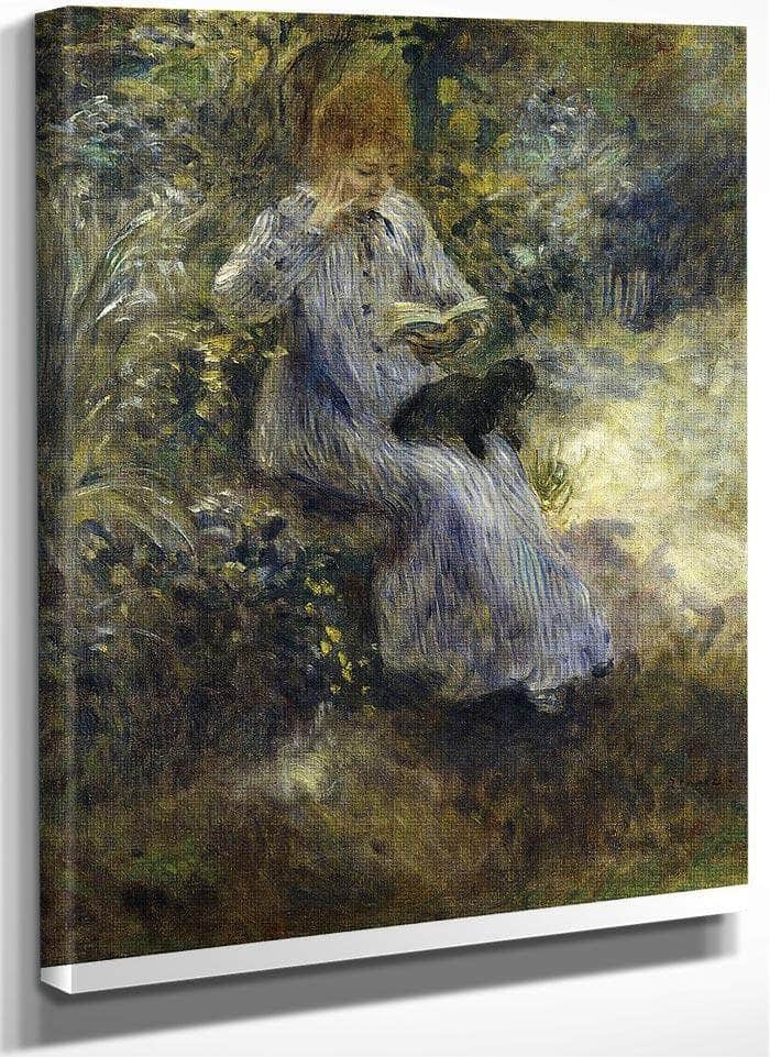 Woman And Black Dog By Pierre Auguste Renoir Fine Art Print