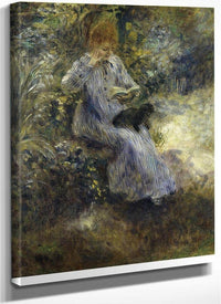 Woman And Black Dog By Pierre Auguste Renoir Fine Art Print