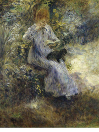 Woman And Black Dog By Pierre Auguste Renoir Fine Art Print