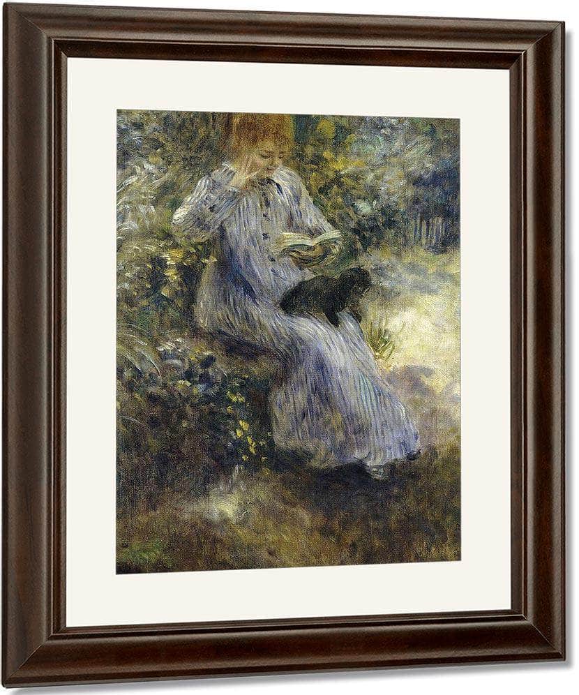 Woman And Black Dog By Pierre Auguste Renoir Fine Art Print