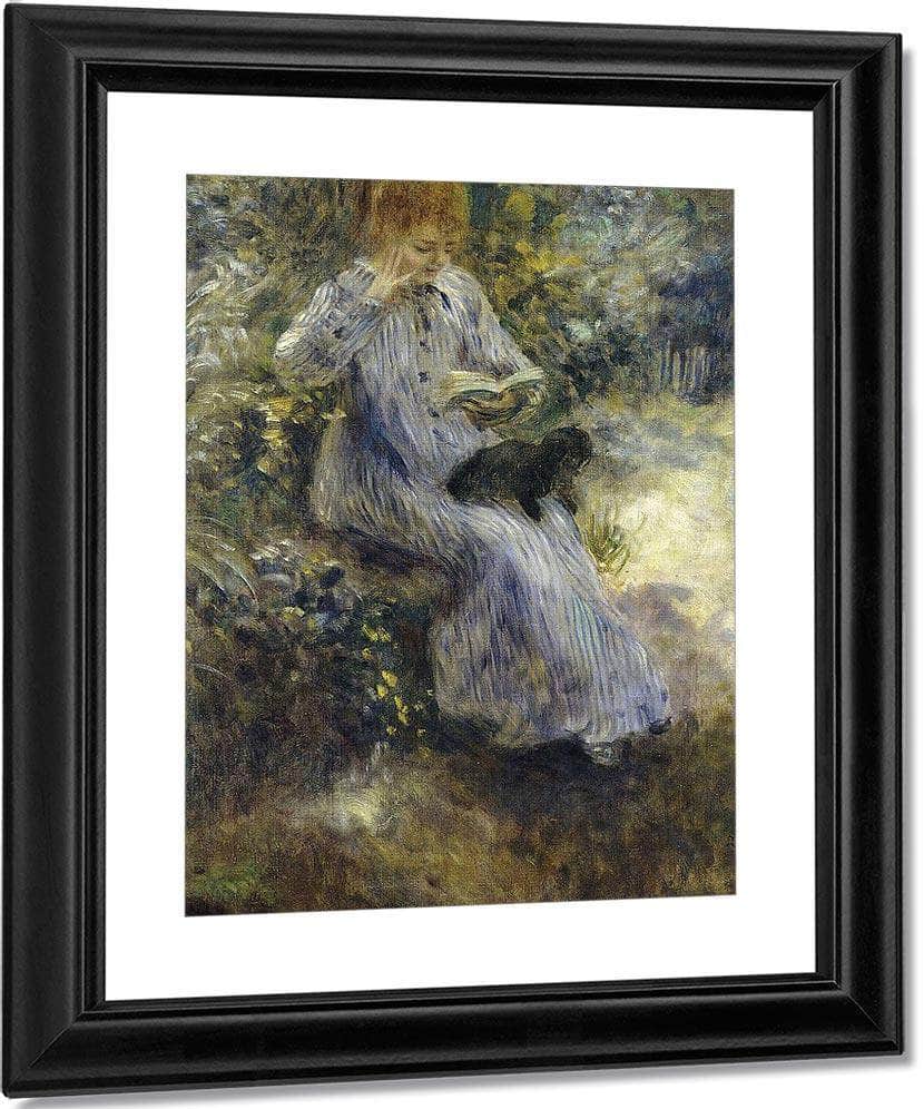 Woman And Black Dog By Pierre Auguste Renoir Fine Art Print