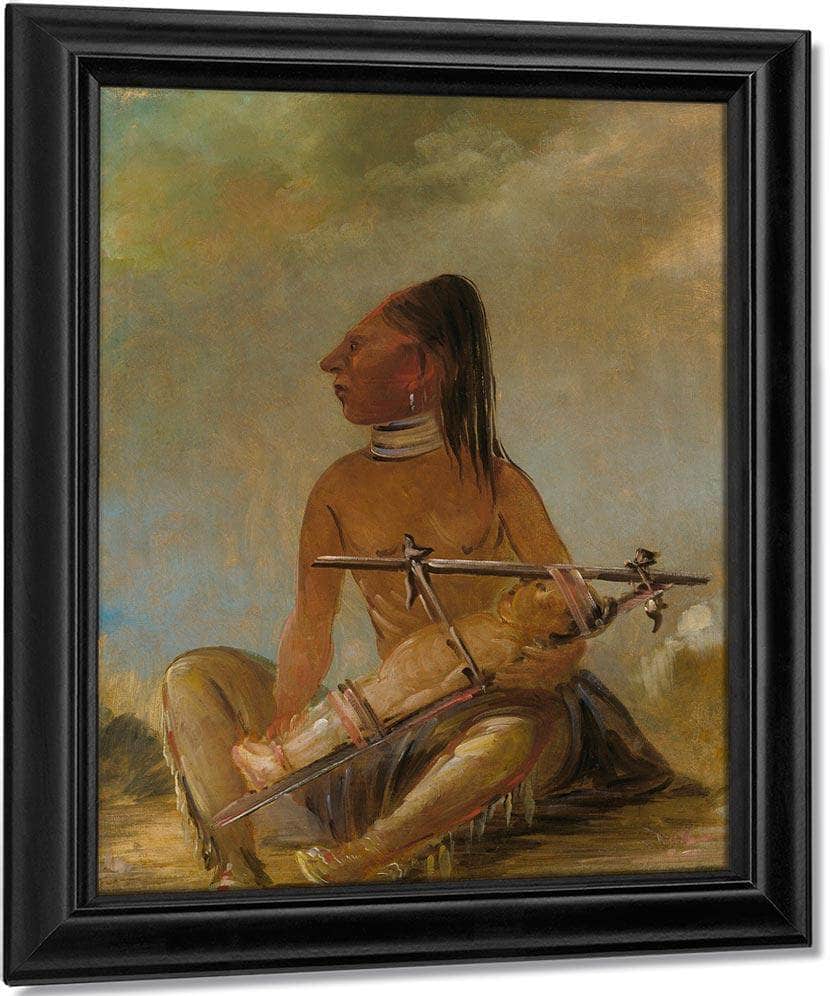 Woman And Child, Showing How The Heads Of Children Are Flattened By George Catlin Fine Art Print