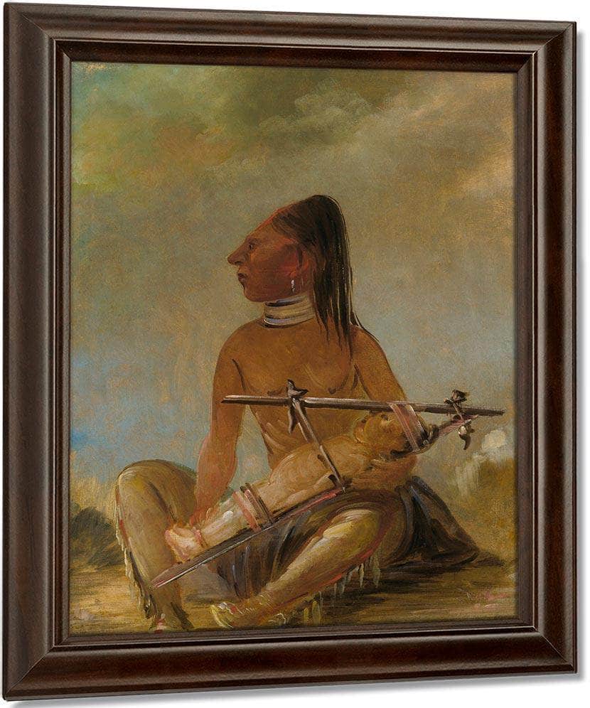 Woman And Child, Showing How The Heads Of Children Are Flattened By George Catlin Fine Art Print